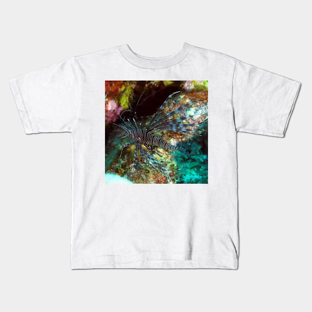 Lion Fish on the Reef Kids T-Shirt by Scubagirlamy